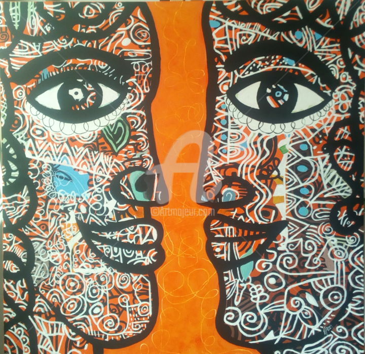 Schilderij getiteld "Face" door Nedzad Jandric, Origineel Kunstwerk, Acryl