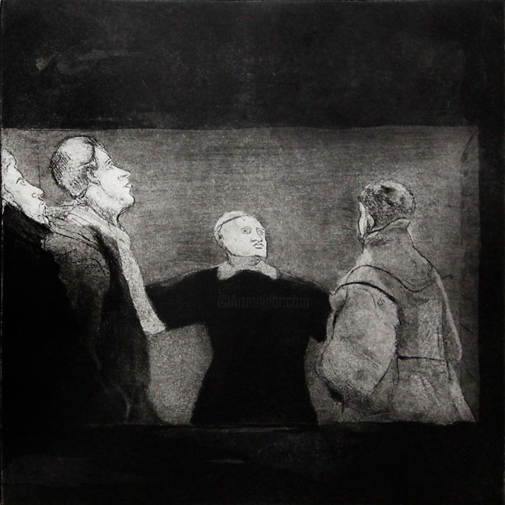 Gravures & estampes intitulée "hamlet com a guarda" par Néia Ferreira Martins, Œuvre d'art originale, Eau-forte