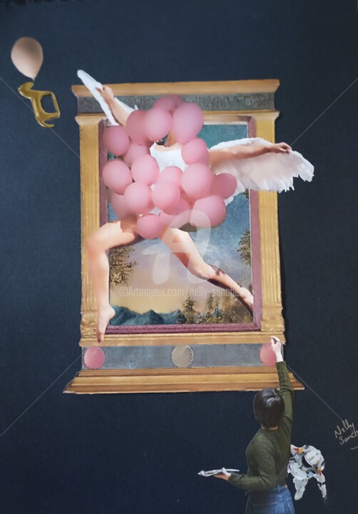 Collages intitolato "De la gravité des r…" da Nelly Sanchez, Opera d'arte originale, Collages