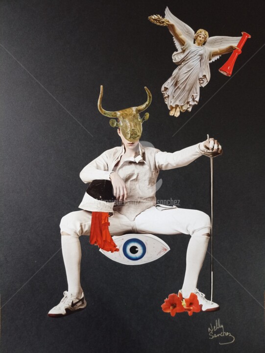 Collages titulada "L'Ange des sauvages" por Nelly Sanchez, Obra de arte original, Collages