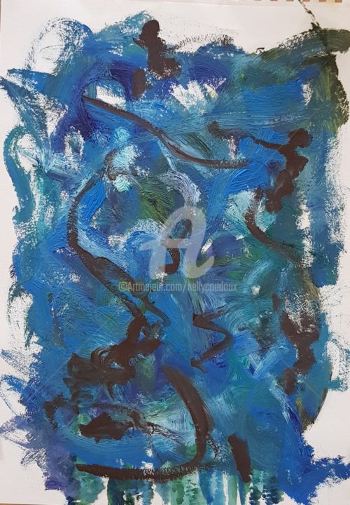 Painting titled "Abstraction" by Nelly Coudoux, Original Artwork, Oil