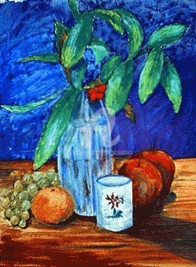 Malerei mit dem Titel "Fond bleu" von Nelly Coudoux, Original-Kunstwerk, Öl