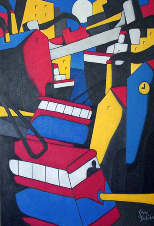 Schilderij getiteld "Paisaje urbano VII.…" door Nelson San Julián, Origineel Kunstwerk, Olie