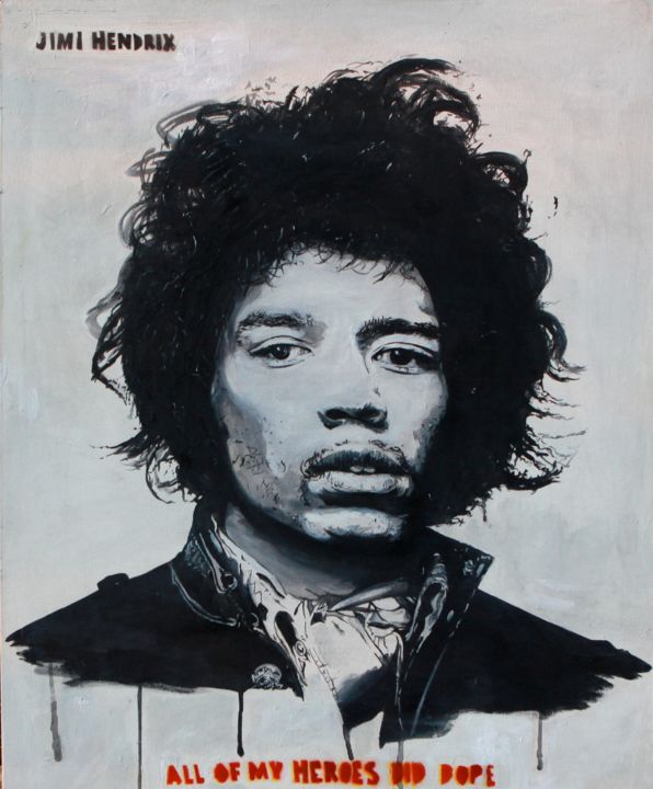 Painting titled "Hendrix" by Nelsón Cabán, Original Artwork, Acrylic