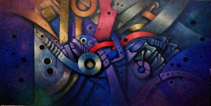 Pittura intitolato "Guerrero mistico" da Nemy Galvez, Opera d'arte originale