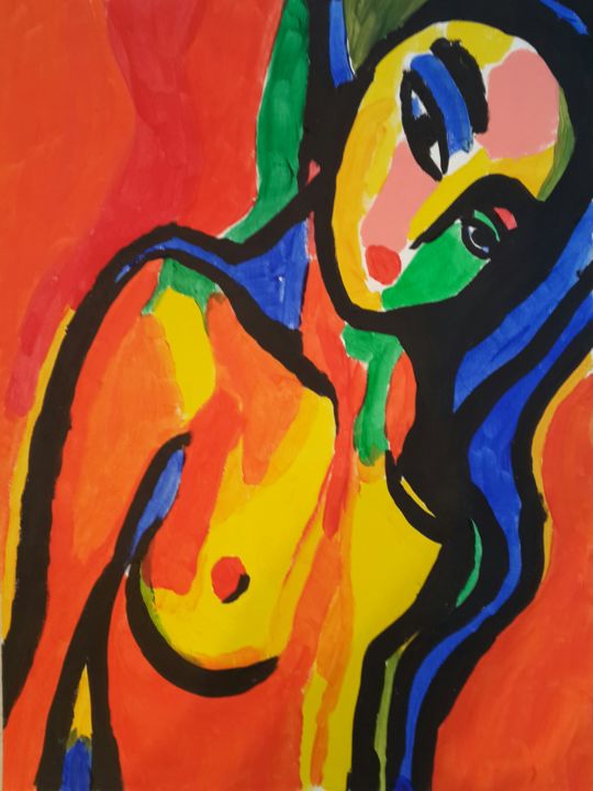 Peinture intitulée "Jeune fille nue sty…" par Nicevnt, Œuvre d'art originale, Acrylique