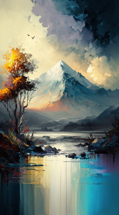 Digital Arts titled "The Mountain" by Nicolas Chammat, Original Artwork, AI generated image