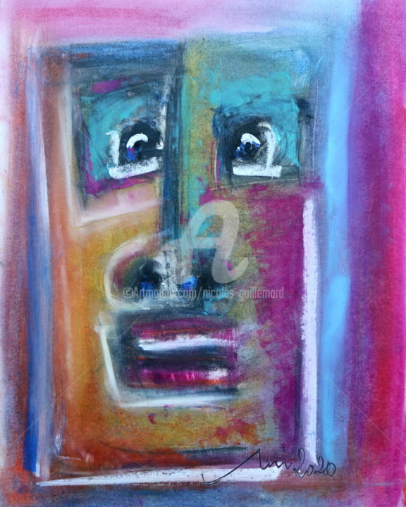 Drawing titled "ROBOT" by Nicolas Guillemard, Original Artwork, Pastel Mounted on Other rigid panel