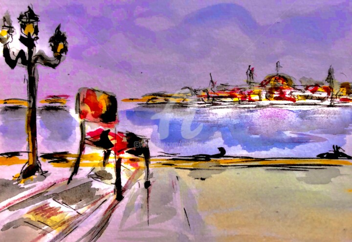 Pittura intitolato "Giudecca" da Nicole Cecil B, Opera d'arte originale, Acquarello