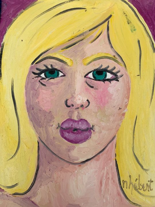 Painting titled "Blonde2" by Nicole Hebert, Original Artwork, Oil