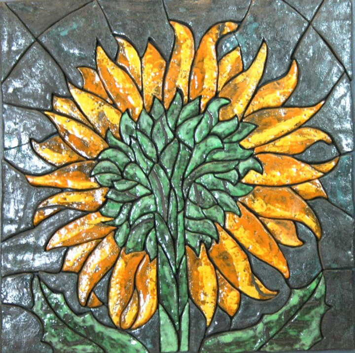 Sculptuur getiteld "Sunflower seen from…" door Nicoletta De Francesco, Origineel Kunstwerk, Keramiek