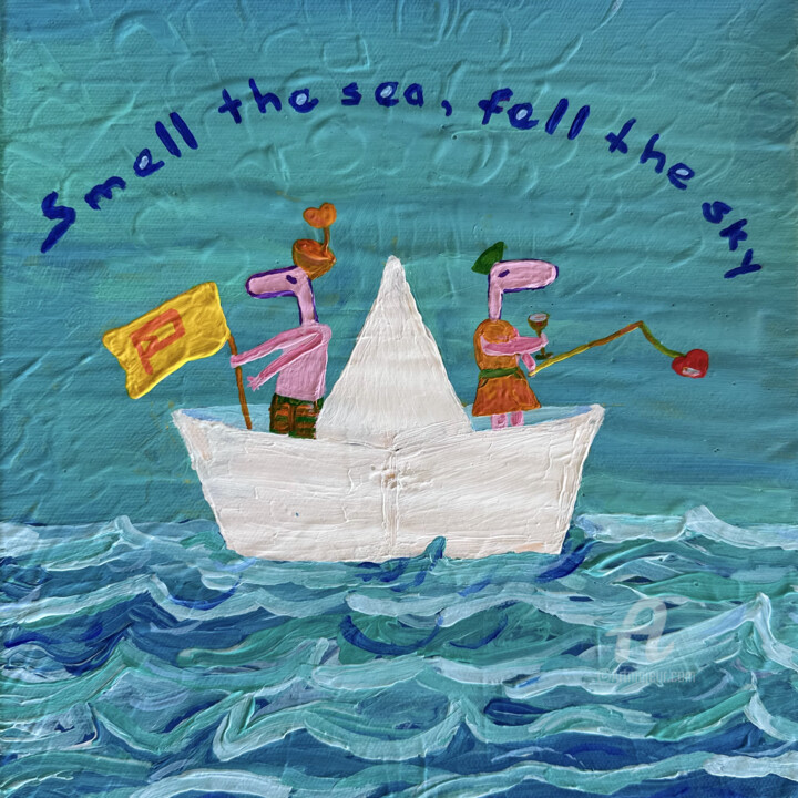 Malerei mit dem Titel "WE ARE SEASONERS SA…" von Nida Acun, Original-Kunstwerk, Acryl Auf Keilrahmen aus Holz montiert