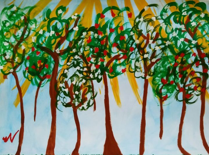 Malerei mit dem Titel "Grove" von Nidhi Sharma, Original-Kunstwerk, Acryl