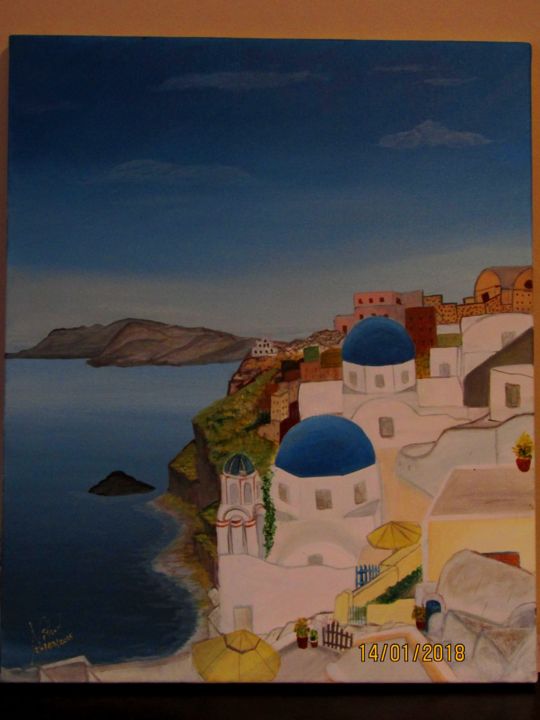 Peinture intitulée "Grèce Antique" par Nihel Chouihi, Œuvre d'art originale, Acrylique