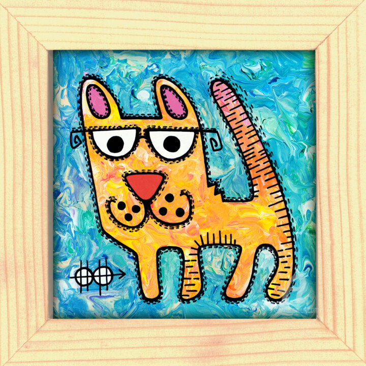 Schilderij getiteld "Kitty #9" door Nikita Ostapenco, Origineel Kunstwerk, Acryl