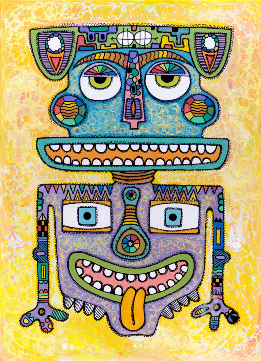 Schilderij getiteld "Totem #1 reproducti…" door Nikita Ostapenco, Origineel Kunstwerk, Acryl