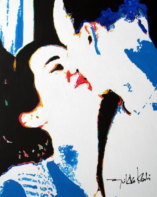 Painting titled "Le baiser" by Nikko Kali, Original Artwork, Oil