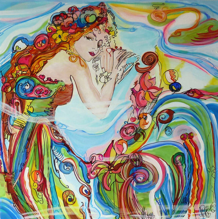 Peinture intitulée "Romancelle" par Nikky, Œuvre d'art originale, Acrylique