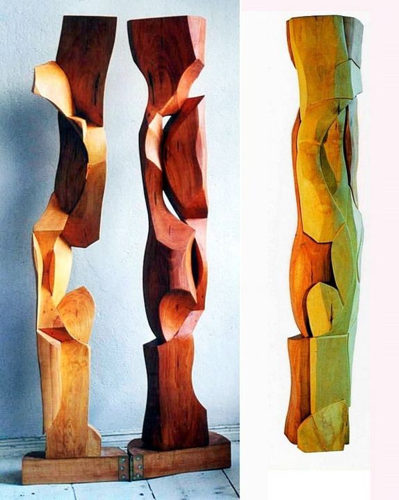 Skulptur mit dem Titel "bewegliches diptych…" von Nikolaus Weiler, Original-Kunstwerk, Holz