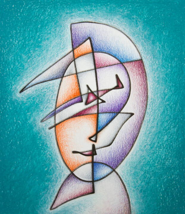 Drawing titled "Clown Mask, colored…" by Nikolay Starostenko, Original Artwork, Marker