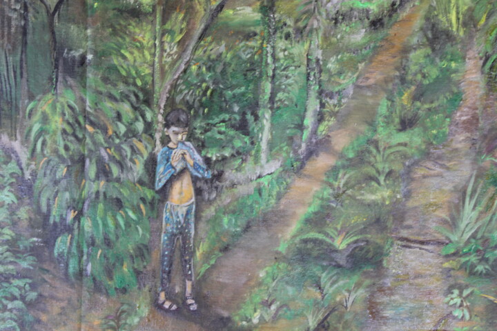 Pintura titulada "Child in wild" por Nilanga Ranasinghe, Obra de arte original, Oleo