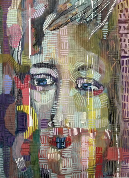 Peinture intitulée "DIE LIEBE SIEGT SOW…" par Nina Kruser, Œuvre d'art originale, Aquarelle Monté sur Carton