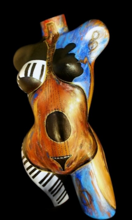 Sculpture titled "Blues baby" by Nina Luna, Original Artwork, Acrylic