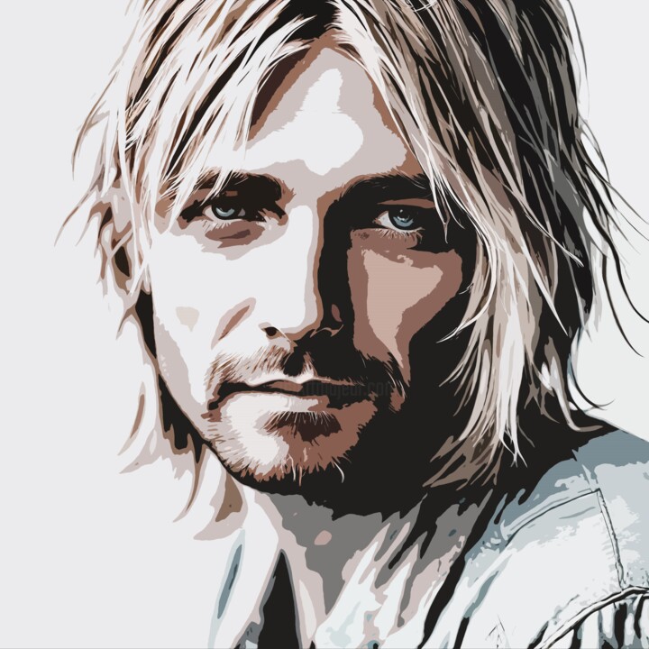 Digital Arts titled "Kurt Cobain No.3" by Ninn, Original Artwork, AI generated image