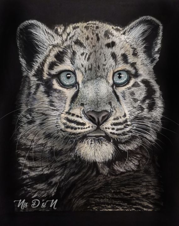 Baby Snow Leopard Painting By Anais Di Camillo Nisdsin Artmajeur