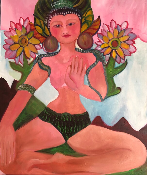 Painting titled "TARA ROSE" by Njoy, Original Artwork, Oil