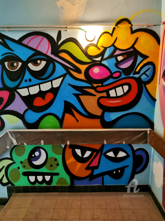 Schilderij getiteld "Fresque pour la Hip…" door Art De Noé, Origineel Kunstwerk, Graffiti