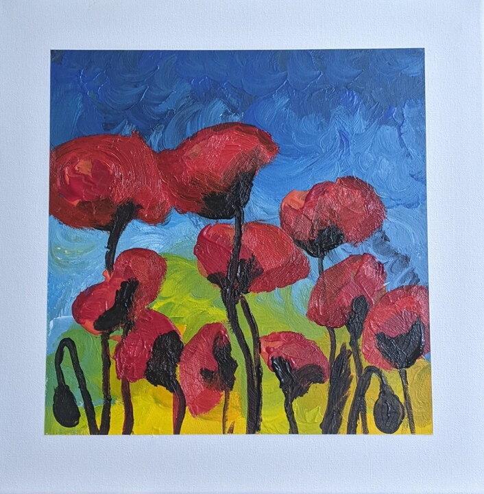 Malerei mit dem Titel "Coquelicots numéro 2" von Noëlle Matip, Original-Kunstwerk, Acryl