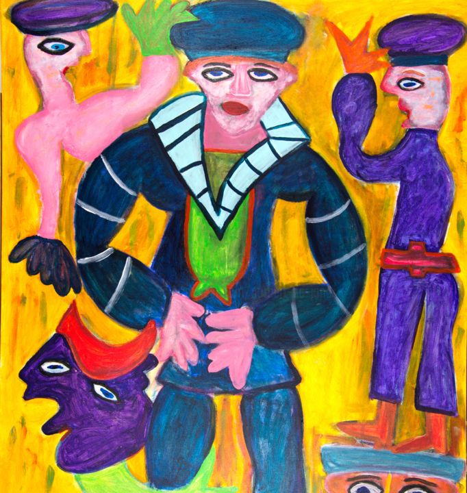 Schilderij getiteld "417-de-eenzame-matr…" door Norbert De Jong, Origineel Kunstwerk, Acryl