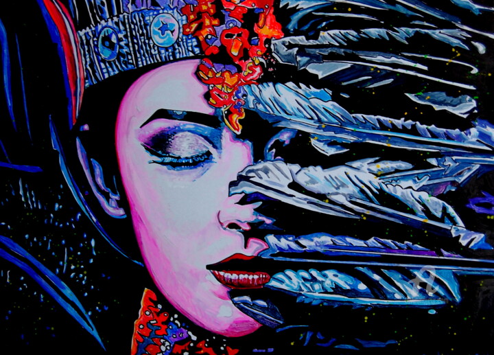 Schilderij getiteld "Balinese angel" door Norbert Szük, Origineel Kunstwerk, Acryl