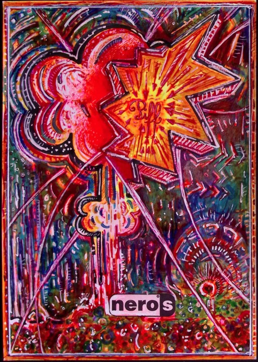 Dessin intitulée "doch so hell und wü…" par Norman Ocko Bates, Œuvre d'art originale, Stylo à bille