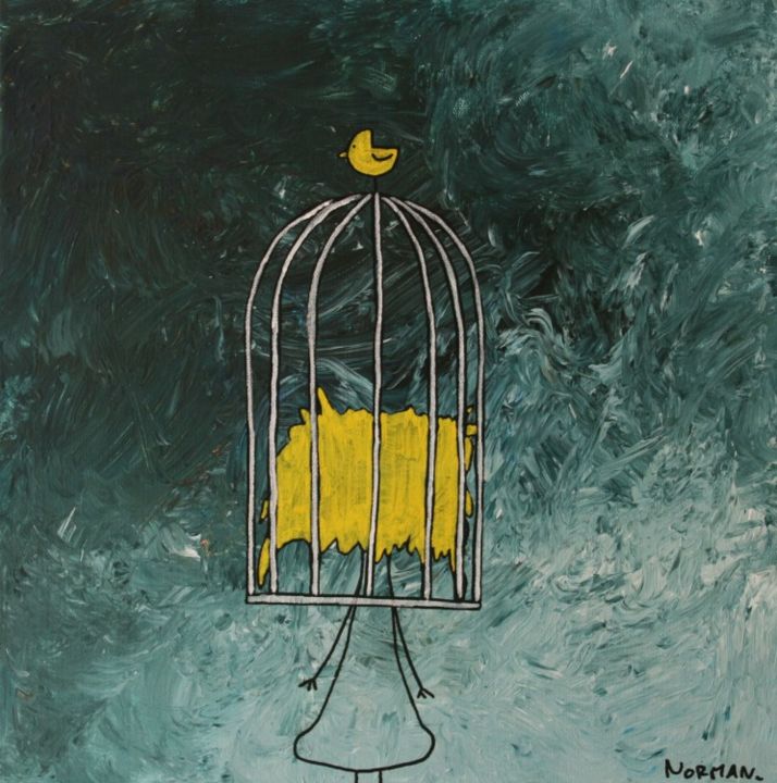 Painting titled "La cage." by Norman Graphik, Original Artwork