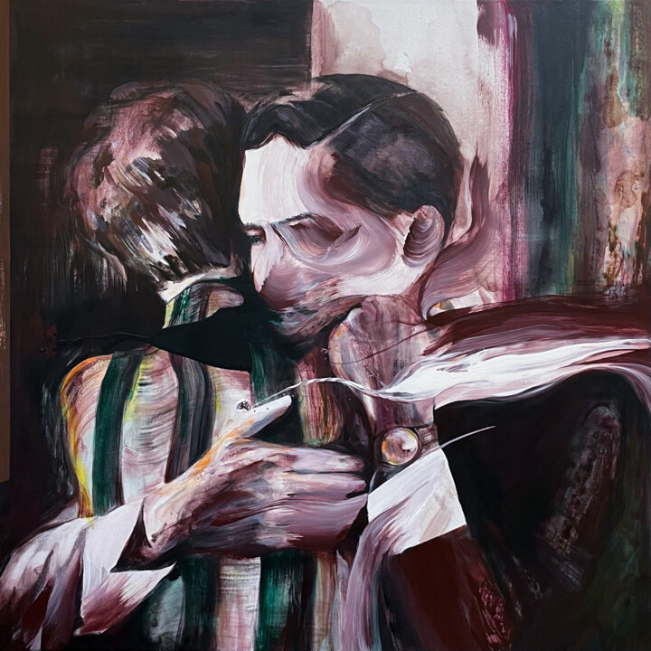 Pintura titulada "The Last Hug" por Norris Yim, Obra de arte original, Acrílico Montado en Bastidor de camilla de madera
