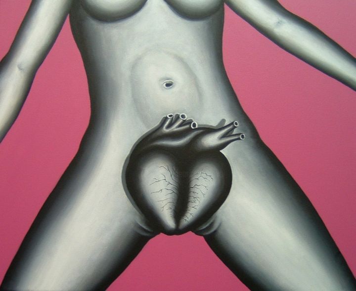 Painting titled "INTIMATE HEART" by Marcelo Novo, Original Artwork, Oil