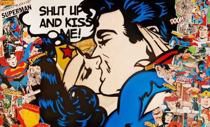 Peinture intitulée "Shut up and kiss me" par Antonella Castrovillari, Œuvre d'art originale, Acrylique Monté sur Châssis en…