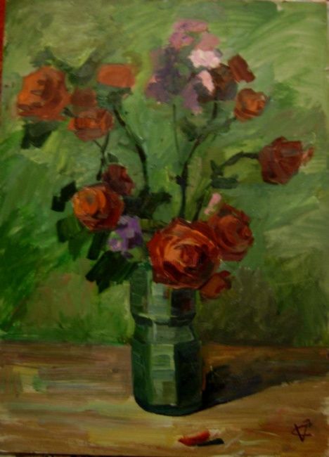 Картина под названием "roses" - Victoria Ceban, Подлинное произведение искусства