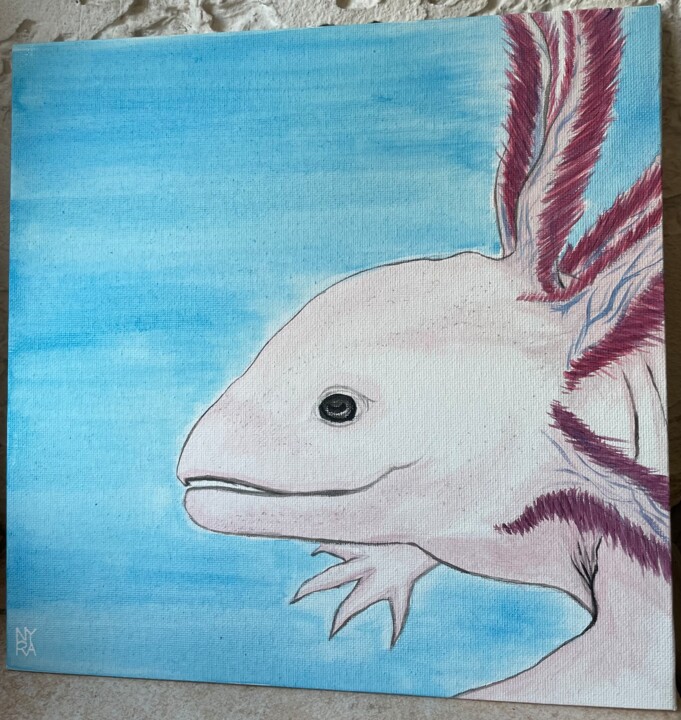 Malerei mit dem Titel "Axolotl" von Nyra Lowe, Original-Kunstwerk, Acryl
