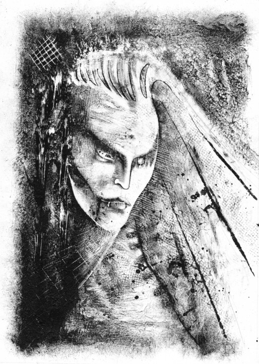 Tekening getiteld "Vampiro" door O-Hido Sonia Art, Origineel Kunstwerk, Inkt