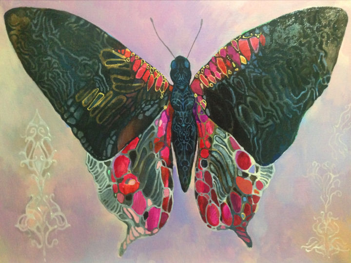 Peinture intitulée "butterfly" par Olga, Œuvre d'art originale, Huile