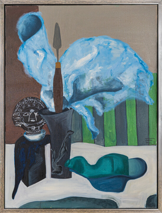 绘画 标题为“Blue” 由Oana-Maria Paul, 原创艺术品, 油 安装在木质担架架上