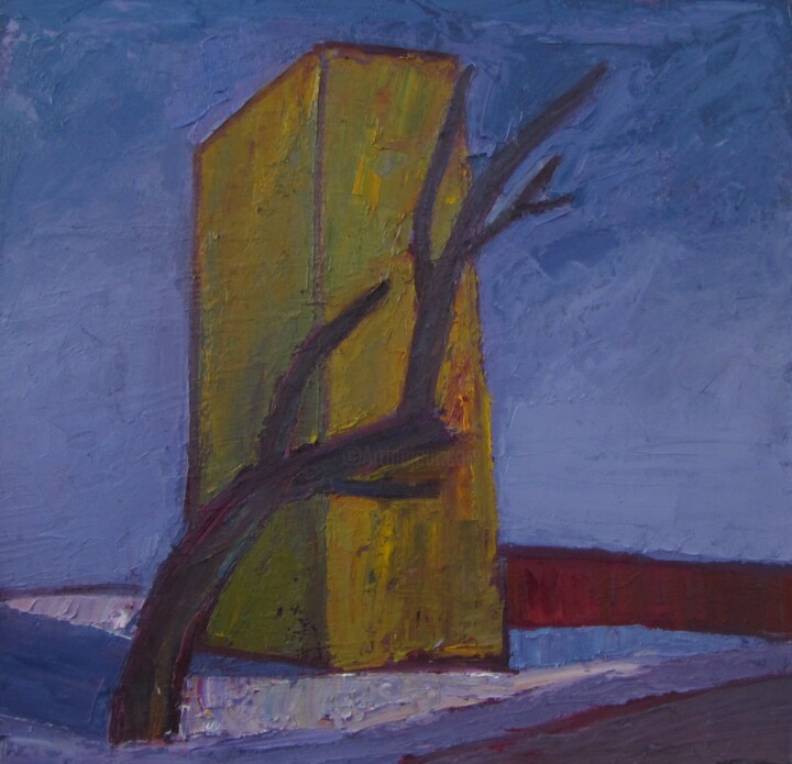 Peinture intitulée "house, tree" par Artiom Ovchinnikov, Œuvre d'art originale, Huile