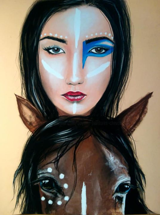 Painting titled "La femme sauvage" by Oayana, Original Artwork, Pastel