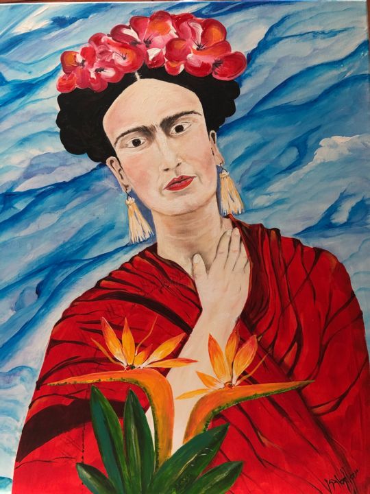 Malerei mit dem Titel "Frida, amor y dolor" von Emma Isabel De La Cabada Cortes, Original-Kunstwerk, Acryl