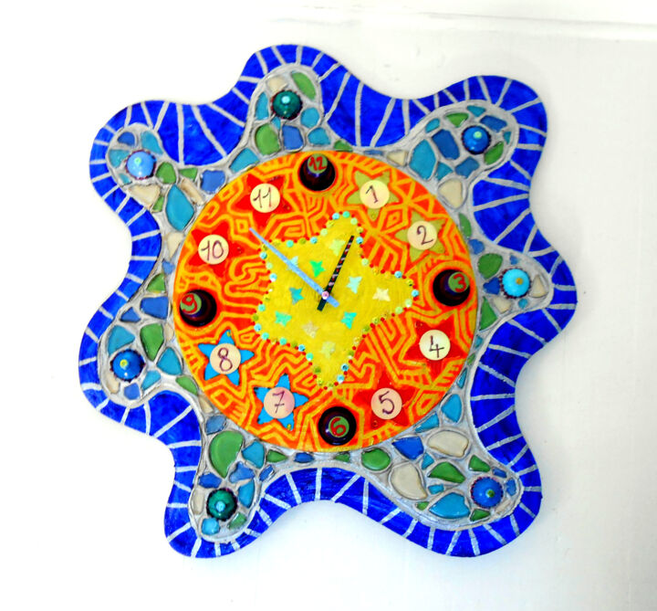 设计 标题为“Horloge mosaïque co…” 由Odile Maffone, 原创艺术品, 镶嵌