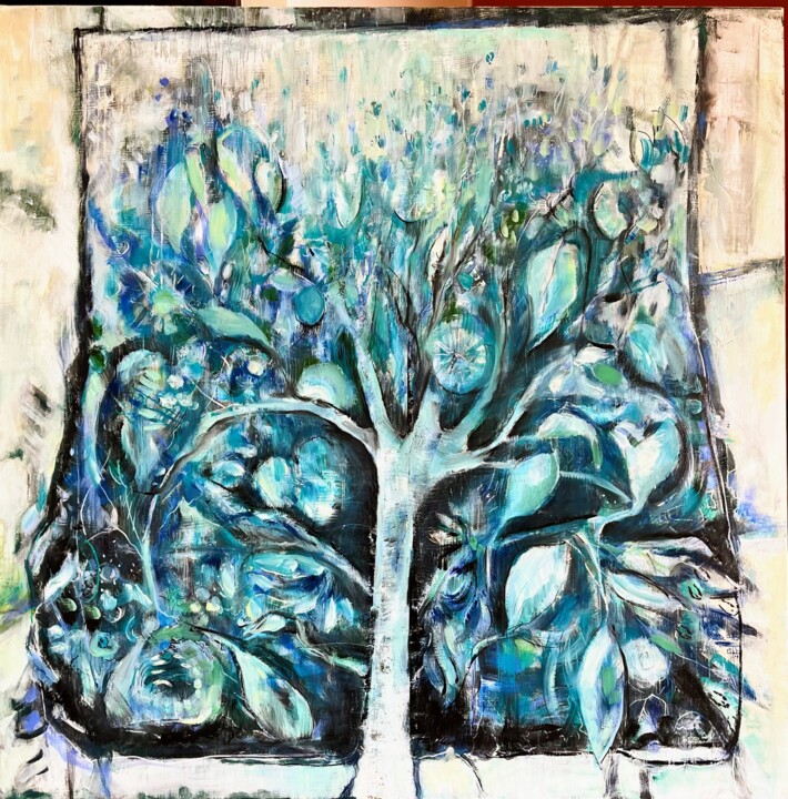 Peinture intitulée "l'arbre monde" par Odile Sauve, Œuvre d'art originale, Huile