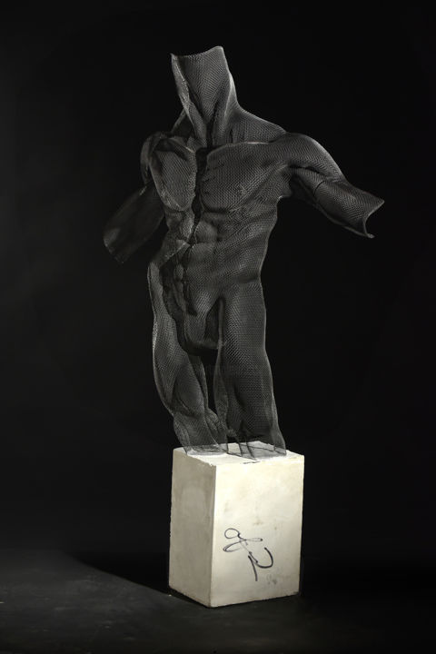 Sculpture titled "Male Purified" by Ofer Rubin, Original Artwork, Metals